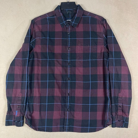 Prana Mens M Button Up Long Sleeve Shirt‎ Multicolor Plaid Regular Fit - Picture 1 of 11